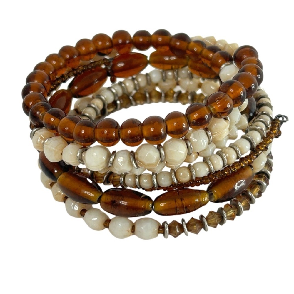 Bohemian Style Glass Beaded Coil Earthy Bracelet